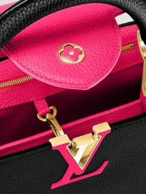 Louis Vuitton Taurillon Capucines MM Black Rose Berlingot